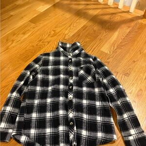 Black and White Plaid Button-Up Shirt